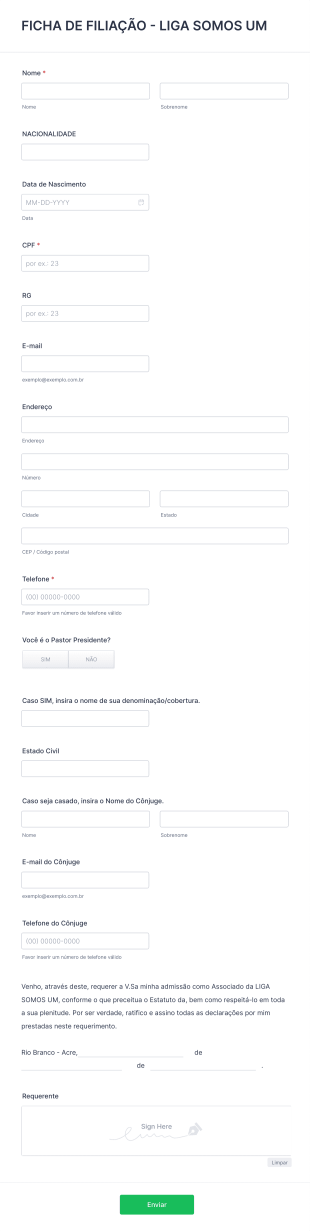 Ficha De Filiação Liga Somos Um