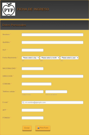 Ficha De Ingreso Form Template