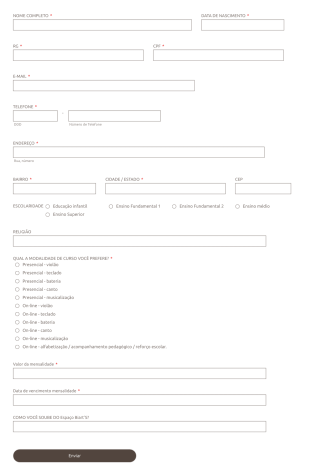 Ficha De Inscrição Curso Biart'S