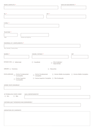 Ficha De Inscrição De Seminário "A Arte De Liderar" Form Template