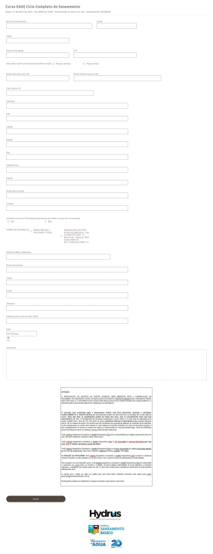 Ficha De Inscrição Do Curso Ciclo Completo Do Saneamento