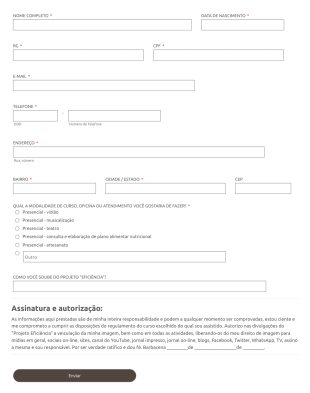 Ficha De Inscrição Do Projeto Eficiência