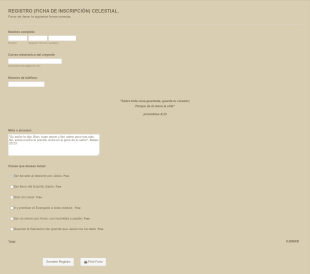 Ficha De Inscripción Celestial