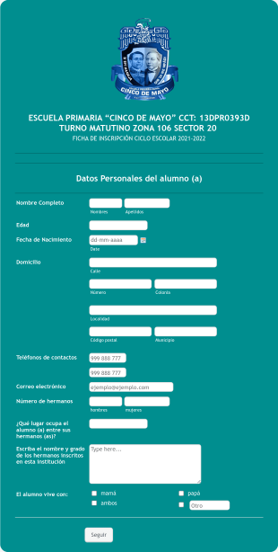 Ficha De Inscripción Ciclo Escolar 2021 2022