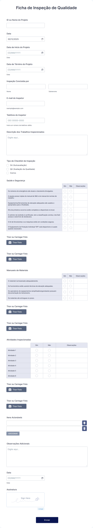 Ficha De Inspeção De Qualidade