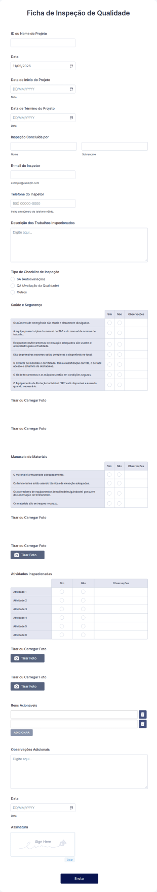 Ficha De Inspeção De Qualidade