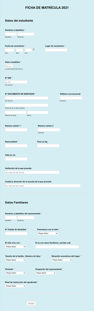 Ficha De Matrícula 2021