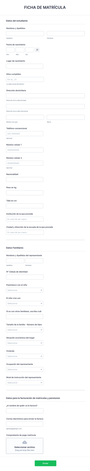 Formulario De Inscripción A Una Escuela