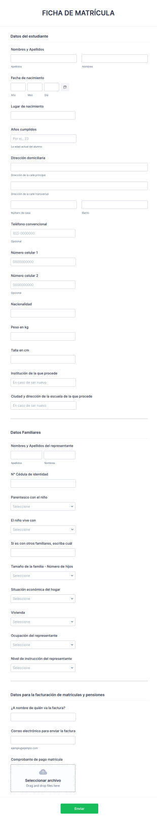 Formulario De Inscripción A Una Escuela
