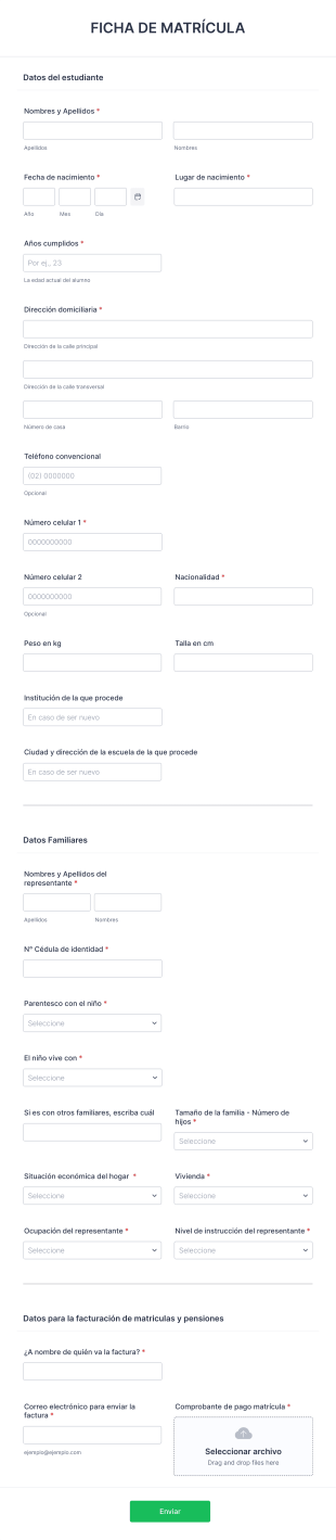 Formulario De Inscripción A Una Escuela Form Template