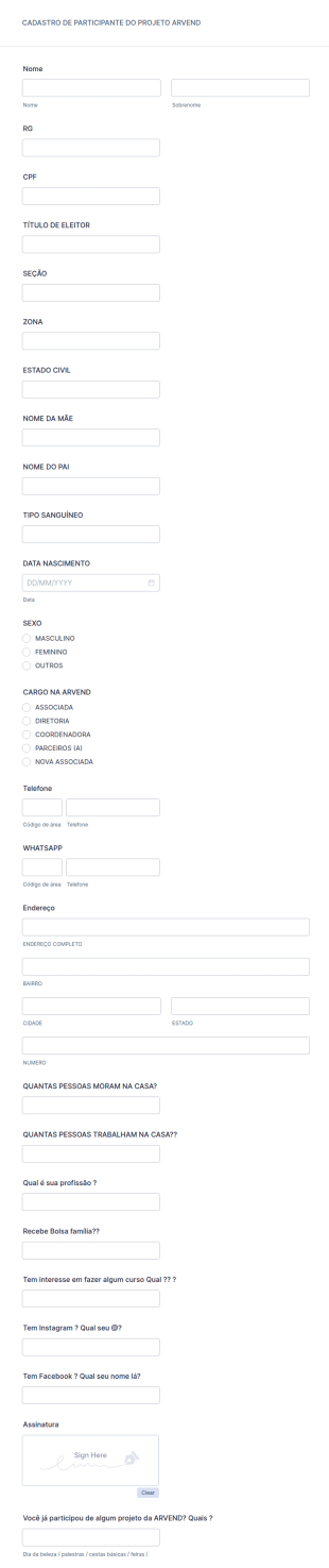Ficha De Solicitação Da Carteirinha Arvend