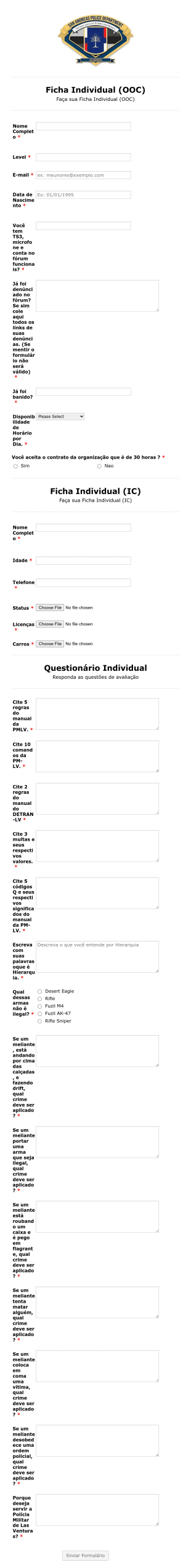 Ficha Individual Polícia