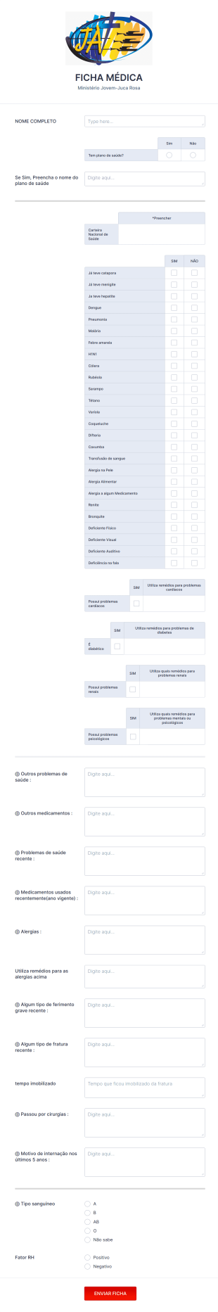 Ficha Médicadica Do Ministério Jovem Form Template