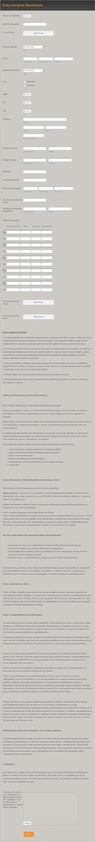 Ficha Social Do Beneficiário Form Template