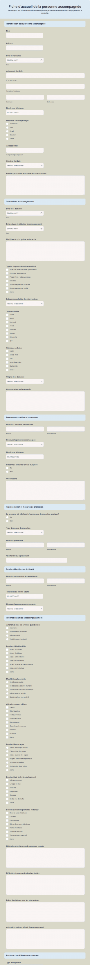Fiche D’accueil De La Personne Accompagnée