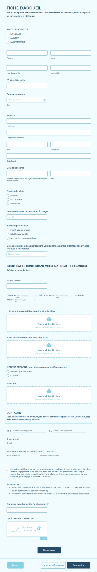 Fiche D'accueil