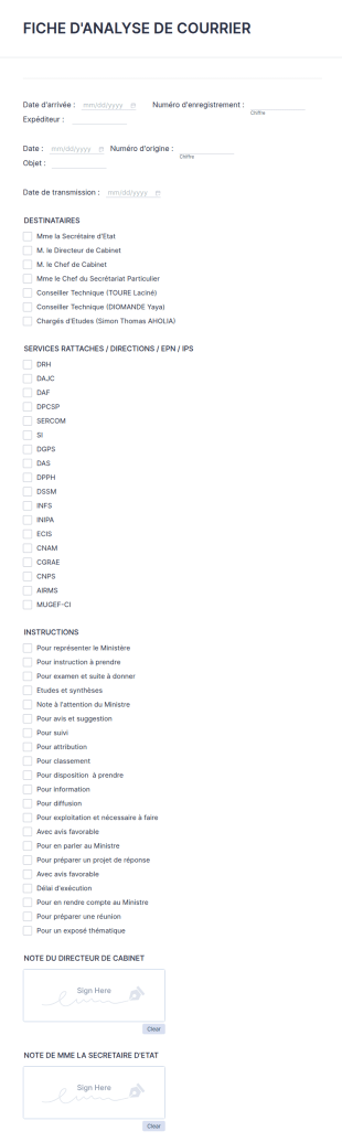 Fiche D'analyse De Courrier
