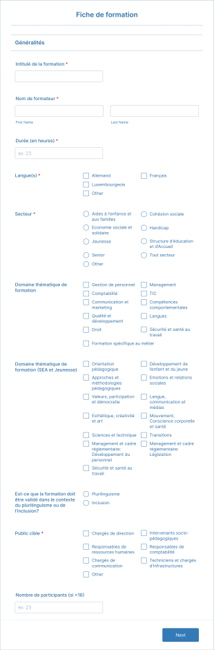 Fiche De Formation Form Template