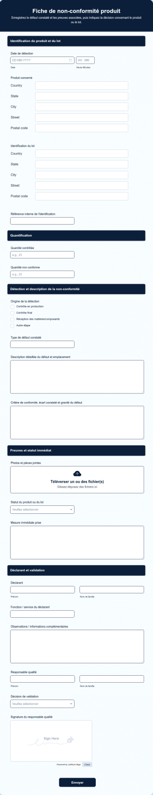 Fiche De Non Conformité Produit