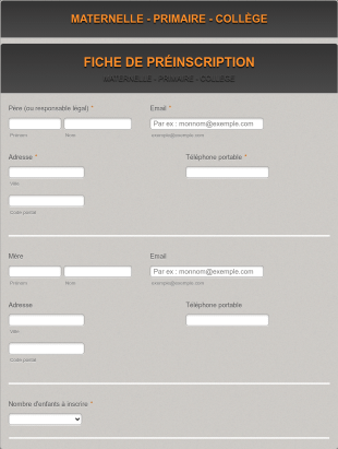 Fiche De Pré Inscription Scolaire Form Template