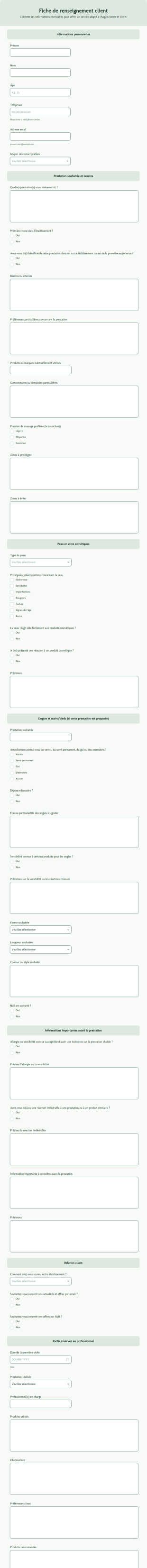 Fiche De Renseignement Client