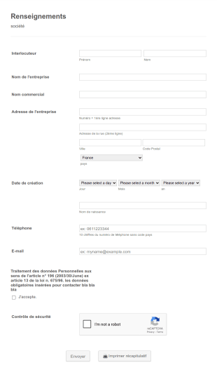 Fiche De Renseignements Professionnelle Form Template