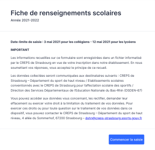 Fiche De Renseignements Scolaires CREPS Form Template