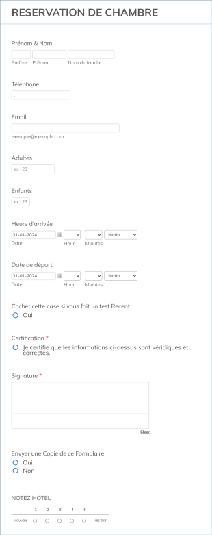 Fiche De Reservation D’hotel