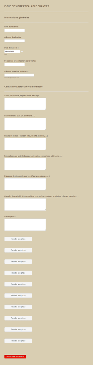 Fiche De Visite Prealable Chantier