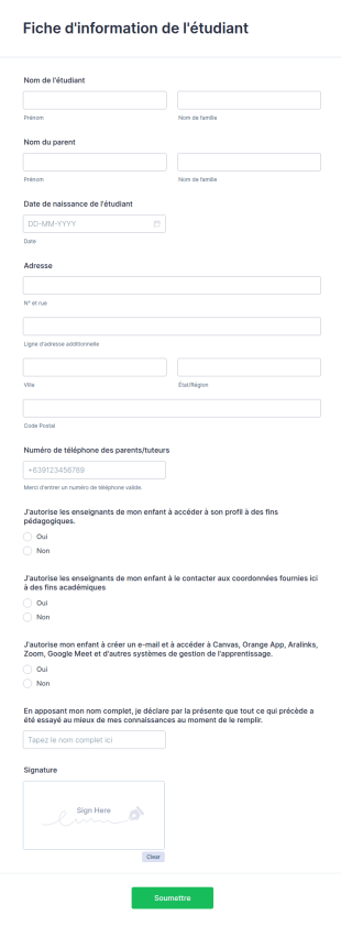 Fiche D'information De L'étudiant