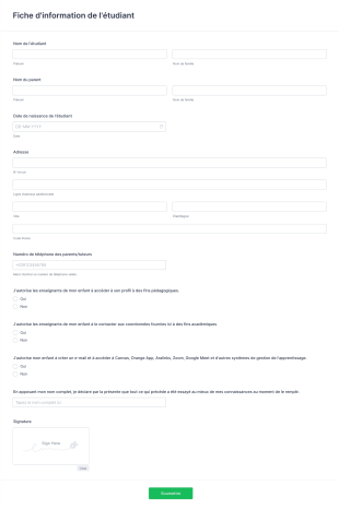 Fiche D'information De L'étudiant