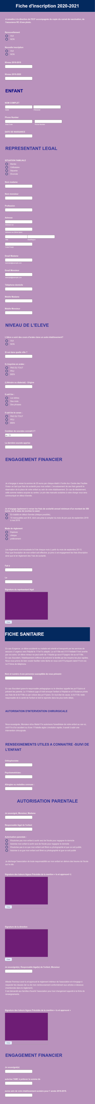 Fiche D'inscription 2020 2021