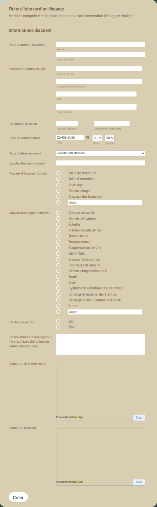 Fiche D'intervention élagage