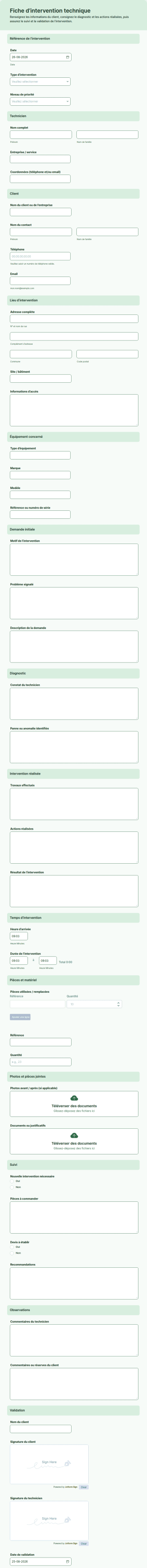 Fiche D'intervention Technicien