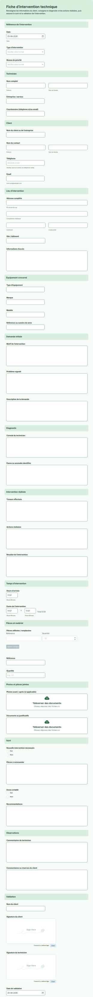 Fiche D'intervention Technicien