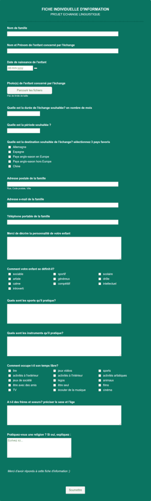 Fiche Individuelle D'information