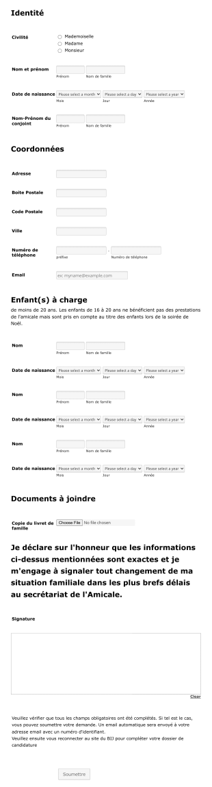Fiche Inscription Amicaliste