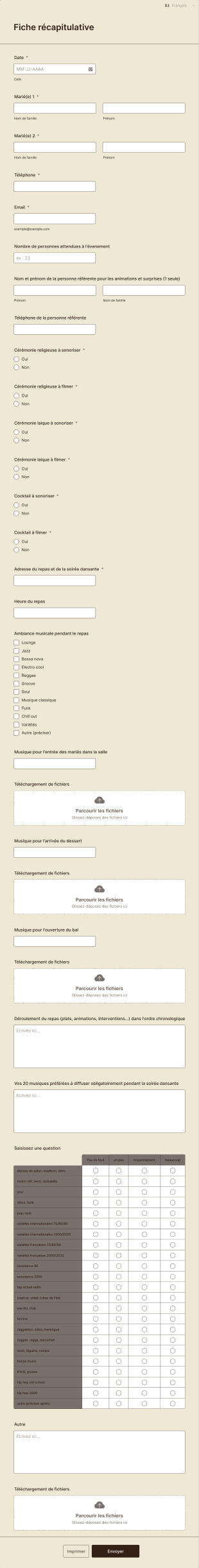 Fiche Recapitulative Mariage Form Template