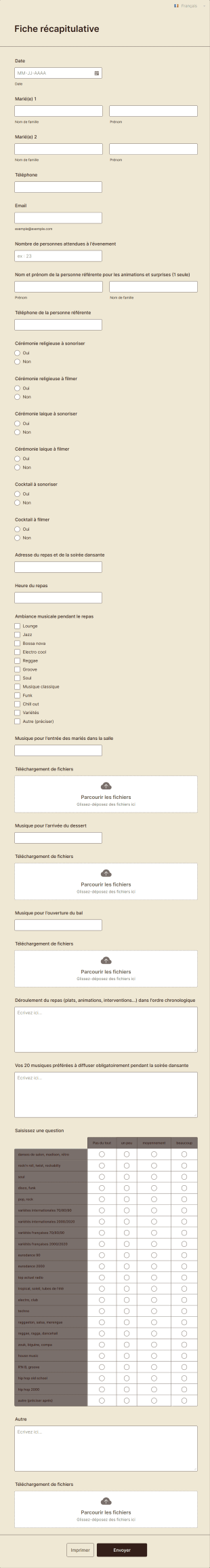 Fiche Recapitulative Mariage Form Template