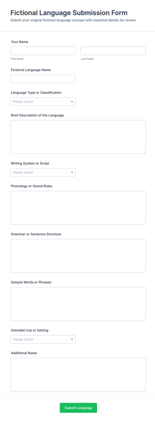 Fictional Language Submission Form Template