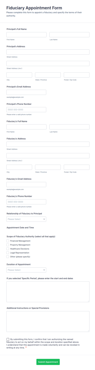 Fiduciary Appointment Form Template