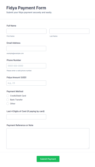 Fidya Payment Form Template