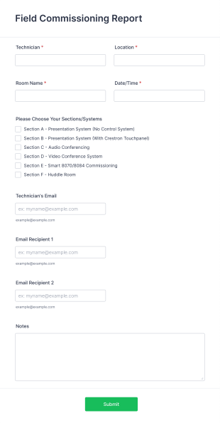 Field Commissioning Report Form Template