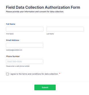 Field Data Collection Authorization Form Template