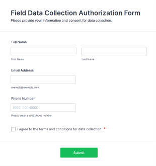 Field Data Collection Authorization Form Template