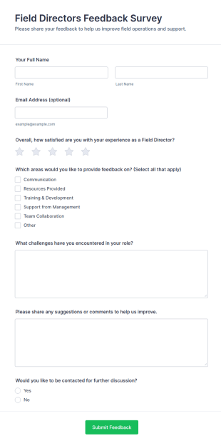 Field Directors Feedback Survey Form Template