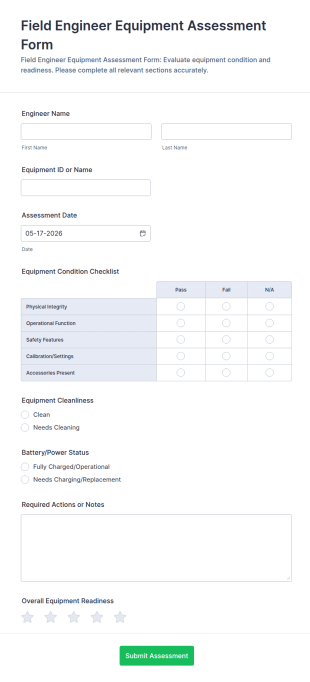 Field Engineer Equipment Assessment Form Template
