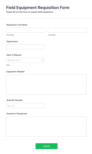 Field Equipment Requisition Form Template
