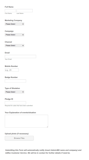 Field Feedback Form Template