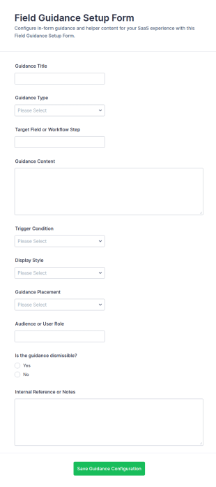 Field Guidance Setup Form Template